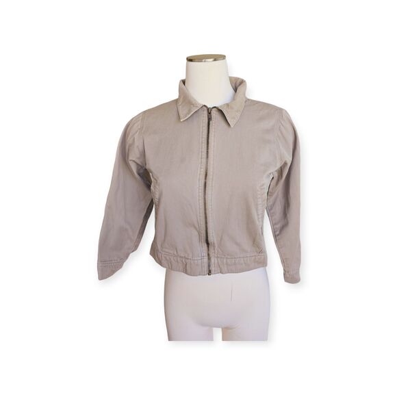 Dickies Collared Beige Full Zip Long Sleeve Jacket Girl Size M (12/14) - Picture 1 of 6